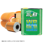 Kit tagliando auto, kit quattro filtri e 4 litri olio motore Selenia 5W30 (KF0101/fo)