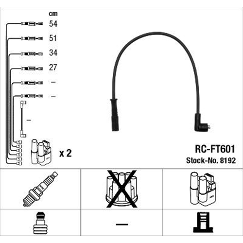 RC-FT601 NGK Kit cavi candela 1.1 37-40 Kw 141A 