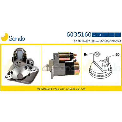 6035160.0 SANDO Motorino di avviamento DACIA DASTER/LOGAN/SANDERO 1.5 DCI