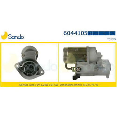 6044105.0 SANDO Motorino di avviamento TOYOTA AVENSIS/COROLLA/RAV 4 2.0D 4D