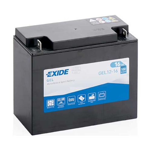 Batteria moto EXIDE BIKE GEL12-16 16AH 100EN dimensioni 180X75X165