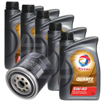 Olio motore TOTAL QUARTZ 9000 5W40 5 litri + Filtro olio 5W405065/fo