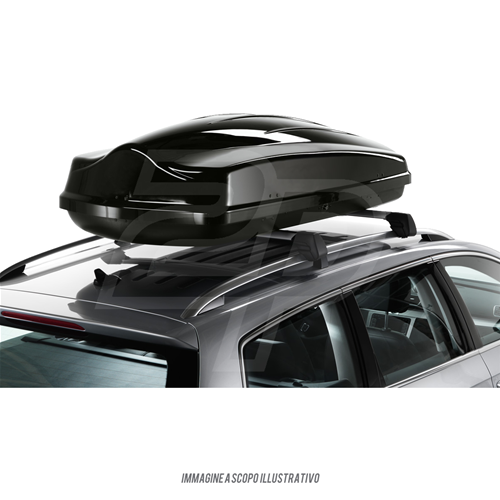 Box baule da tetto universale, portatutto portapacchi, 175x80x44 capacità 430 litri, colore Nero lucido (2P430/N)