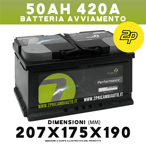 SV50L1 - BATTERIA AVVIAMENTO POSITIVO DESTRA 50AH 420A MISURE 207x175x190MM  - SEVEN PARTS - Seven Parts (Impianto elettrico - Batterie); SEV-BATX11