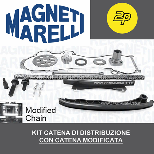 341500000101 - KIT CATENA DISTRIBUZIONE MOTORI 1.3 MJT - COMPLETO DI 17  PEZZI CON CATENA MODIFICATA - Magneti Marelli (Parti motore - Kit  distribuzione); 341500000101