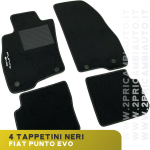 KIT 4 TAPPETINI AUTO ANTERIORI E POSTERIORI MOQUETTE CON FISSAGGIO FIAT PUNTO EVO 