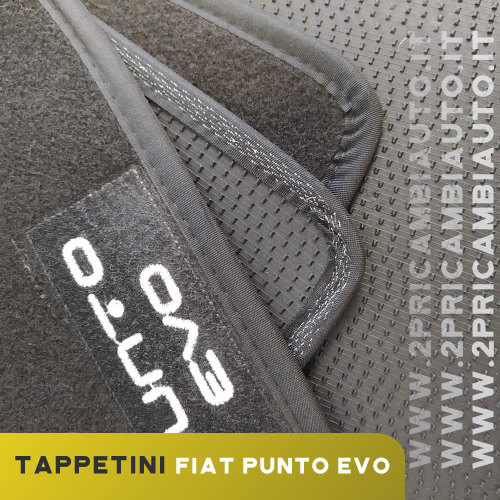 Tappetini in Moquette Nera 4 bottoni con Logo Originali Fiat Punto