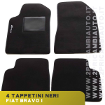 KIT 4 TAPPETINI AUTO ANTERIORI + POSTERIORI MOQUETTE CON BATTITACCO FIAT BRAVO I