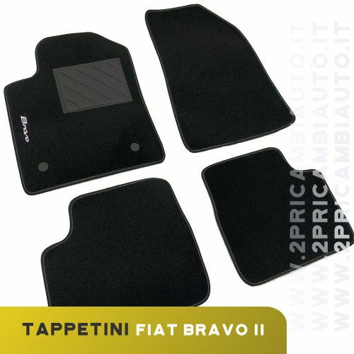 TPSUM003 - KIT 4 TAPPETINI AUTO ANTERIORI + POSTERIORI MOQUETTE CON  BATTITACCO E FISSAGGIO FIAT BRAVO II - TPSUM (Accessori e Manutenzione -  Tappetini universali); TPSUM003