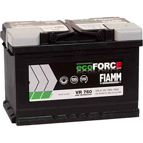 7903791 - FIAMM 7903791 VR760 ECOFORCE BATTERIA PER AUTO 70AH 760A MISURE  278x176x190mm - Fiamm (Impianto elettrico - Batterie); 7903791