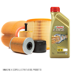 Kit tagliando auto, kit quattro filtri e 5 litri olio motore Castrol Edge 5W30 (KF0090/fo)