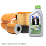Kit tagliando auto, kit tre filtri e 4 litri olio motore Mobil 5W30 (KF1080/fo)