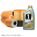 Kit tagliando auto, kit quattro filtri e 3 litri olio motore Mobil 0W40 (KF0018/fo)