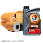 Kit tagliando auto, kit tre filtri e 4 litri olio motore Total 5W40 (KF1060/fo)