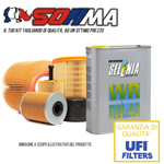 Kit tagliando auto, kit quattro filtri e 4 litri olio motore Selenia WR 5W40 (KF0001/so)