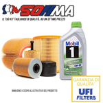 Kit tagliando auto, kit quattro filtri e 6 litri olio motore Mobil 5W30 (KF0008/so)