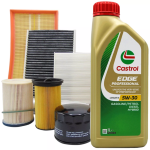 KIT TAGLIANDO 4 FILTRI + 5LT OLIO MOTORE CASTROL 5W30 PER AUDI A4 2.0 TDI, A5 2.0 TDI, Q5 2.0 TDI