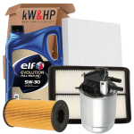 KIT TAGLIANDO 4 FILTRI + 5LT OLIO ELF 5W30 PER NISSAN QASHQAI J11 II KADJAR KOLEOS 1.5 DCI 115CV