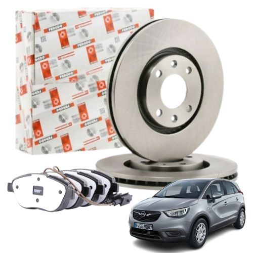 KIT DISCHI FRENO E KIT 4 PASTIGLIE FRENO ANTERIORI DX-SX COMPATIBILE CON OPEL CROSSLAND X 1.6