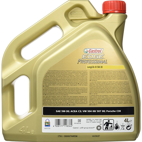 4 LITRI OLIO MOTORE CASTROL EDGE 5W30 LONG LIFE III VW 504.00 BMW  PROFESSIONAL